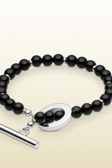 Gucci Bracelet with Onyx Beads and Toggle Closure - Lyst