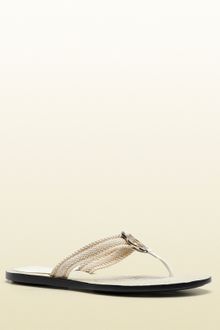 Gucci Gg Thong Light Pink Leather Sandal - Lyst