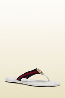 Gucci Gg Thong with Double G Ornament and Web Detail - Lyst
