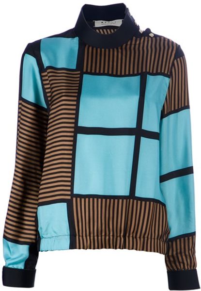 Marni Patterned Blouse in Blue - Lyst