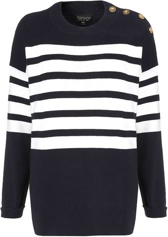 Topshop Knitted Clean Stripe Jumper - Lyst