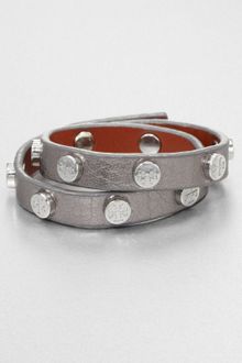 Tory Burch Double Wrap Metallic Leather Bracelet - Lyst