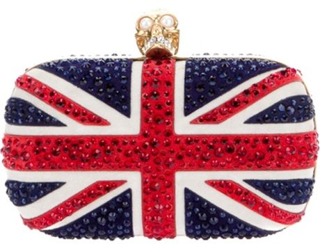Alexander Mcqueen Union Jack Skull Clutch in Blue - Lyst