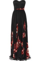 Alexander McQueen Floral-Print Pleated Silk Chiffon Gown