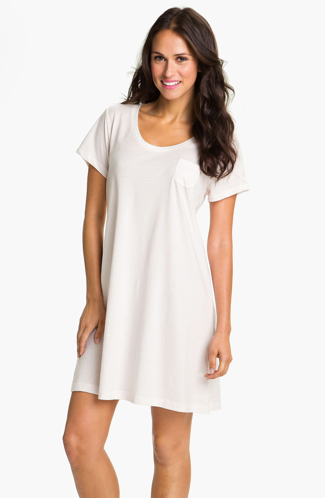 Carole Hochman Designs Short Sleeve Sleep Shirt in White (chambray