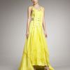 Carolina Herrera Satin Contrastwaist Gown in Yellow - Lyst