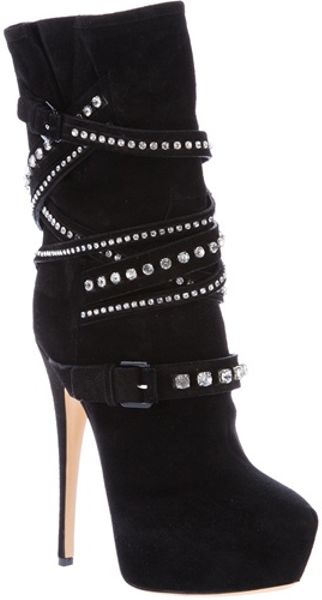 Casadei Embellished Strapy Boot in Black - Lyst