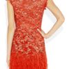 Matthew Williamson Feathertrimmed Embellished Lace Dress in Red - Lyst