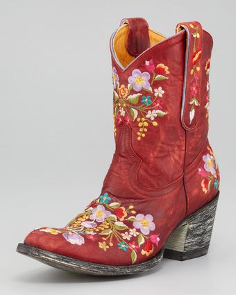 Old Gringo Sora Floral Embroidered Cowboy Bootie Redviolet - Lyst