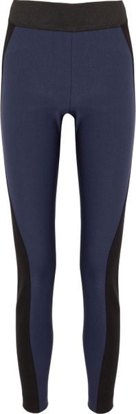 Stella Mccartney Bale Two Tone Stretch Crepe Leggings Style Pants in Blue (navy) - Lyst