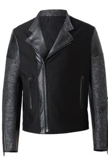 Balenciaga Leather and Flecked Tweed Motorcycle Jacket - Lyst