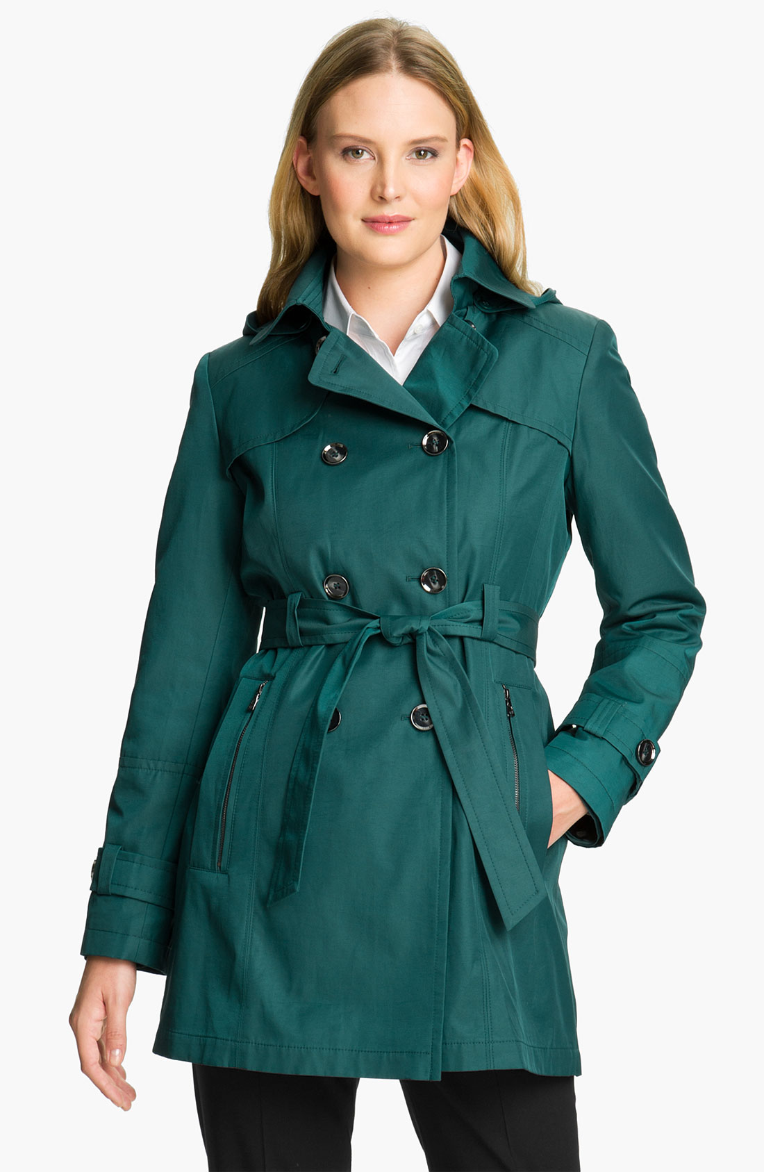 Gallery Trench Coat with Detachable Liner in Green (teal) Lyst