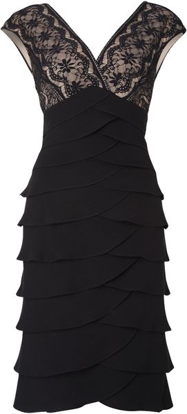 Eliza J Tiered Jersey Dress with Embroidered Bodice - Lyst
