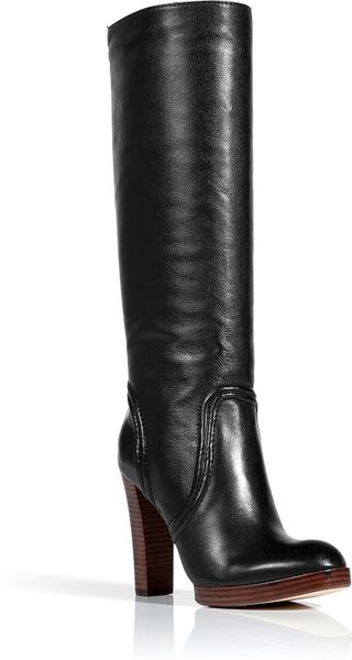 black stacked heel boot