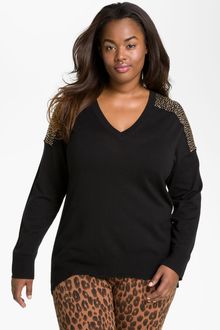 Michael by Michael Kors Stud Shoulder Sweater - Lyst