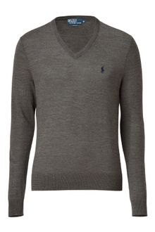 Ralph Lauren Eastern Grey Heather Merino Wool Vneck Pullover - Lyst