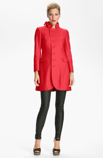 RED Valentino Asymmetrical Wool Blend Coat - Lyst