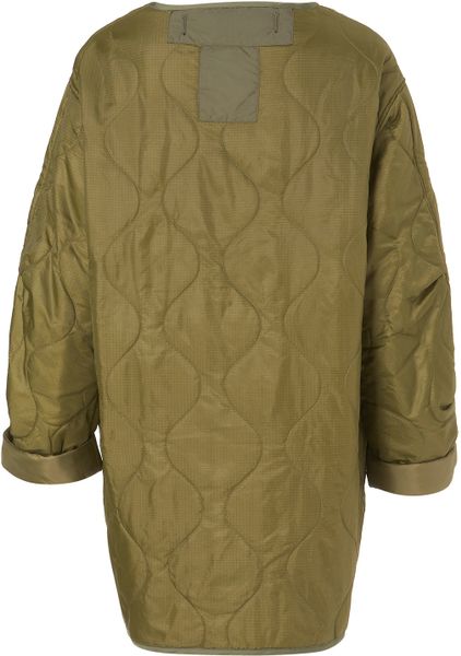 Topshop Collarless Quilted Lining Jacket in Green (khaki) | Lyst