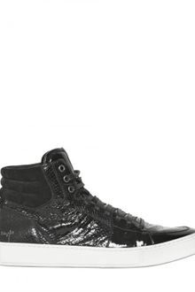 Yves Saint Laurent Malibu High Snake Print Leather Sneakers - Lyst