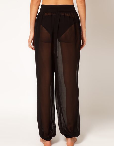 Asos Split Side Beach Trouser in Black | Lyst