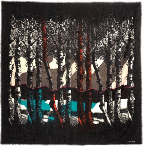 Balenciaga Silver Birch Print Scarf in Black (silver) - Lyst