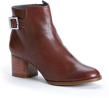 Calvin Klein Buckle Booties Neema Mid Heel in Brown (black) - Lyst