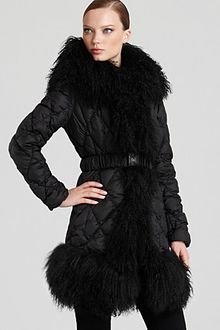 Dawn Levy Coco Diamond Quilted Down Coat with Mongolian Sheep Fur - Lyst