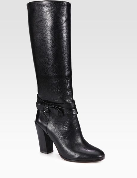 Kate Spade Mandie Leather Bow Kneehigh Boots in Black - Lyst