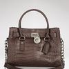 Michael Kors Michael Satchel Hamilton Shiny Round in Brown (charcoal) - Lyst