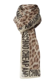 Moschino Cheap & Chic Leopard and Logo Edge Print Silk Scarf - Lyst