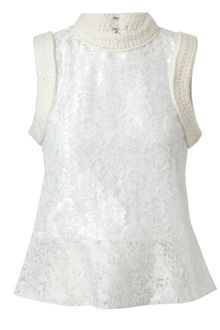 Simone Rocha Lace and Wool Peplum Top - Lyst