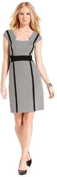 Tahari Capsleeve Houndstooth - Lyst
