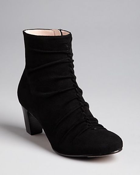 comfortable black booties low heel