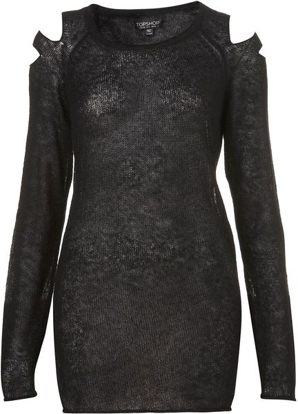 Topshop Knitted Asymmetric Jumper in Black - Lyst