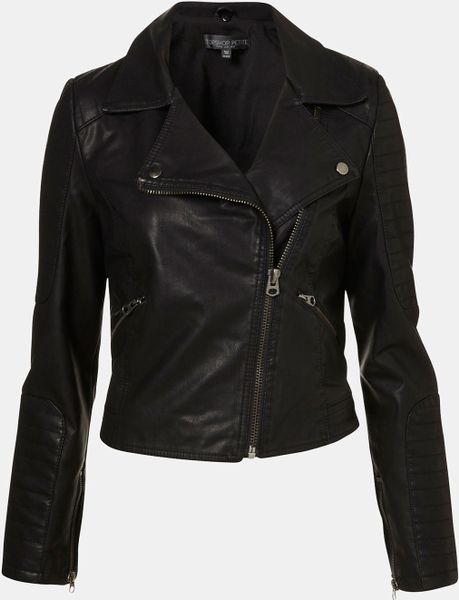 Topshop Croc Quilted Leather Baseball Jacket in Black | Lyst