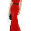 Victoria Beckham Belted Wool and Silkblend Double Crepe Gown in Red - Lyst