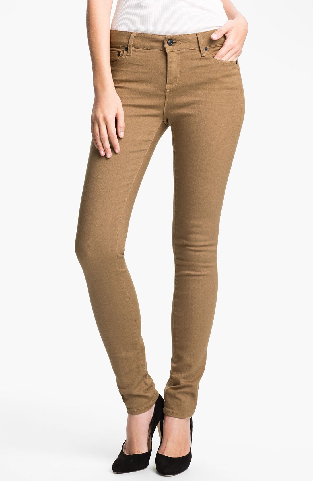 Vince Colored Stretch Skinny Jeans in Brown (khaki) Lyst