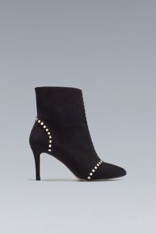 Zara Studded Mid Heel Ankle Boots - Lyst