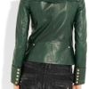 Balmain Leather Jacket in Green - Lyst