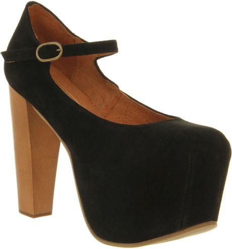Jeffrey Campbell Mary High Heel Black Suede Natural Heel in Black - Lyst