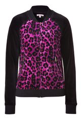 Juicy Couture Bougainvilla Bowie Print Velour Bomber Jacket