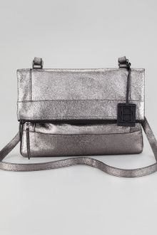 Olivia Harris Metallic Unzipped Foldover Messenger - Lyst