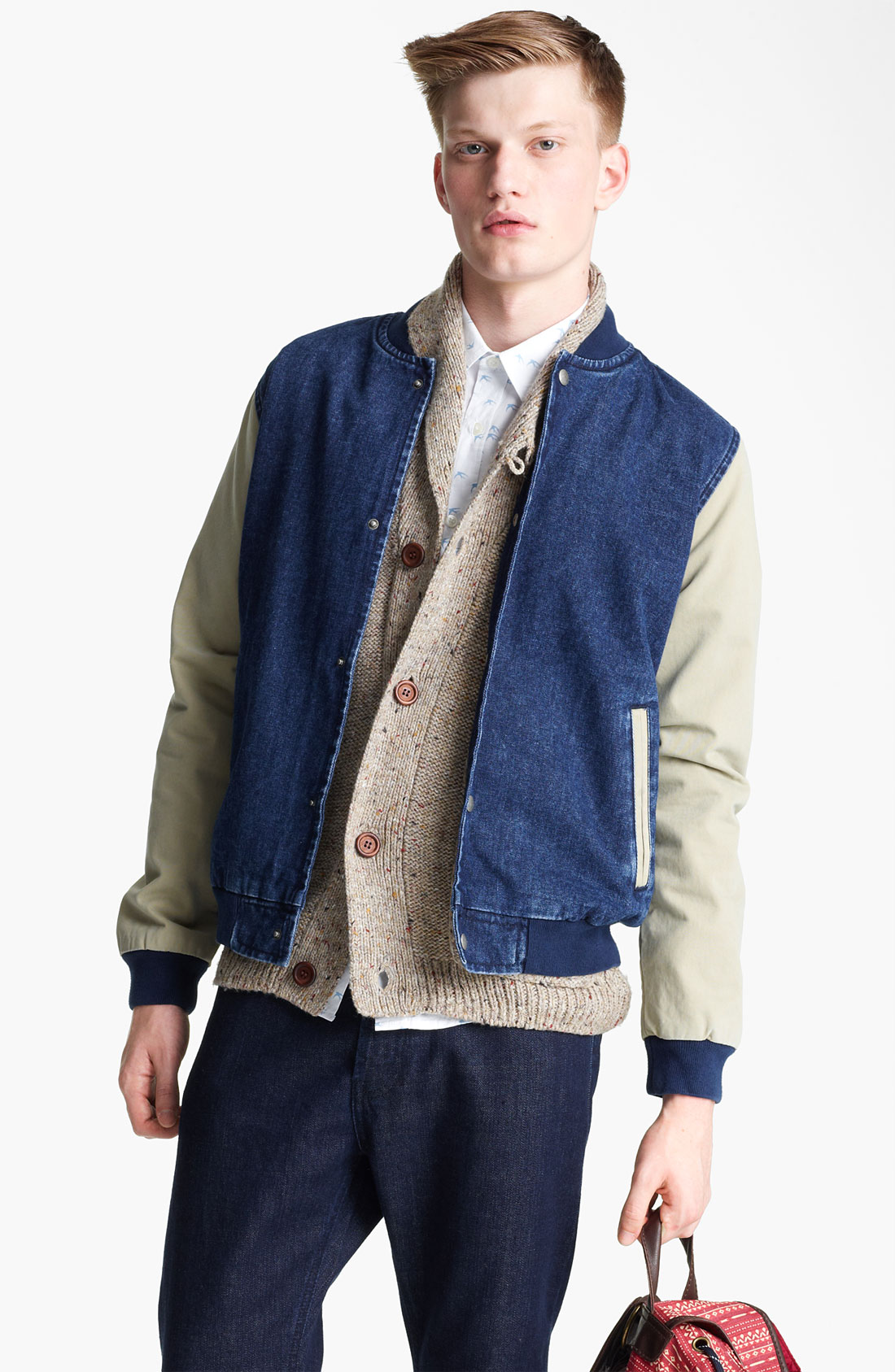 Topman Bepping Denim Baseball Jacket in Blue for Men (denim) Lyst