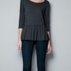 Zara Casual Peplum Tshirt in Gray (coal) - Lyst