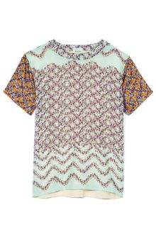 Peter Som Ss Mini Flowers Print On Habotai Tee - Lyst