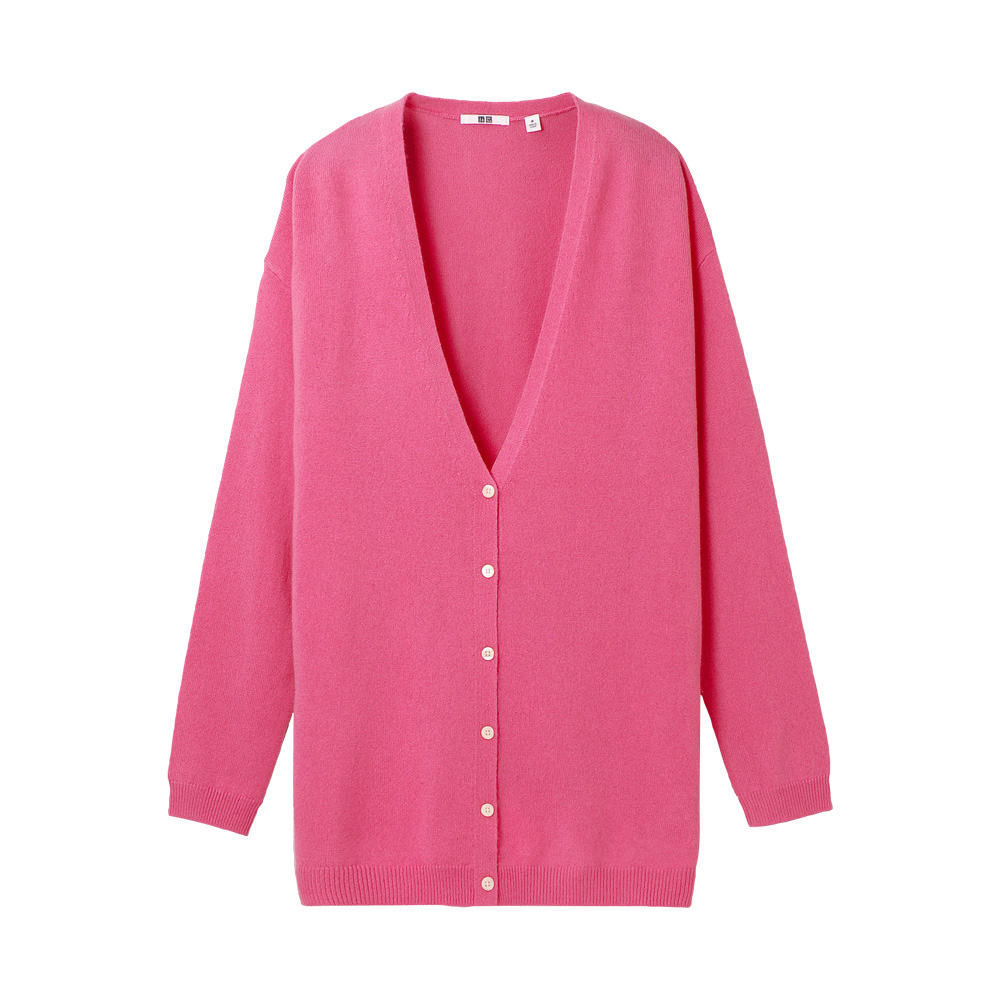 Uniqlo Women Cashmere Long V Neck Cardigan in Pink Lyst
