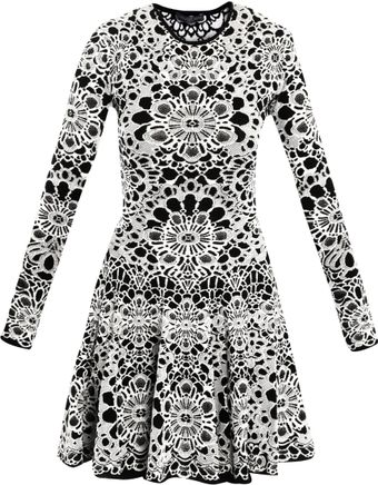 Alexander McQueen Bicolour Flower Jacquard Dress - Lyst