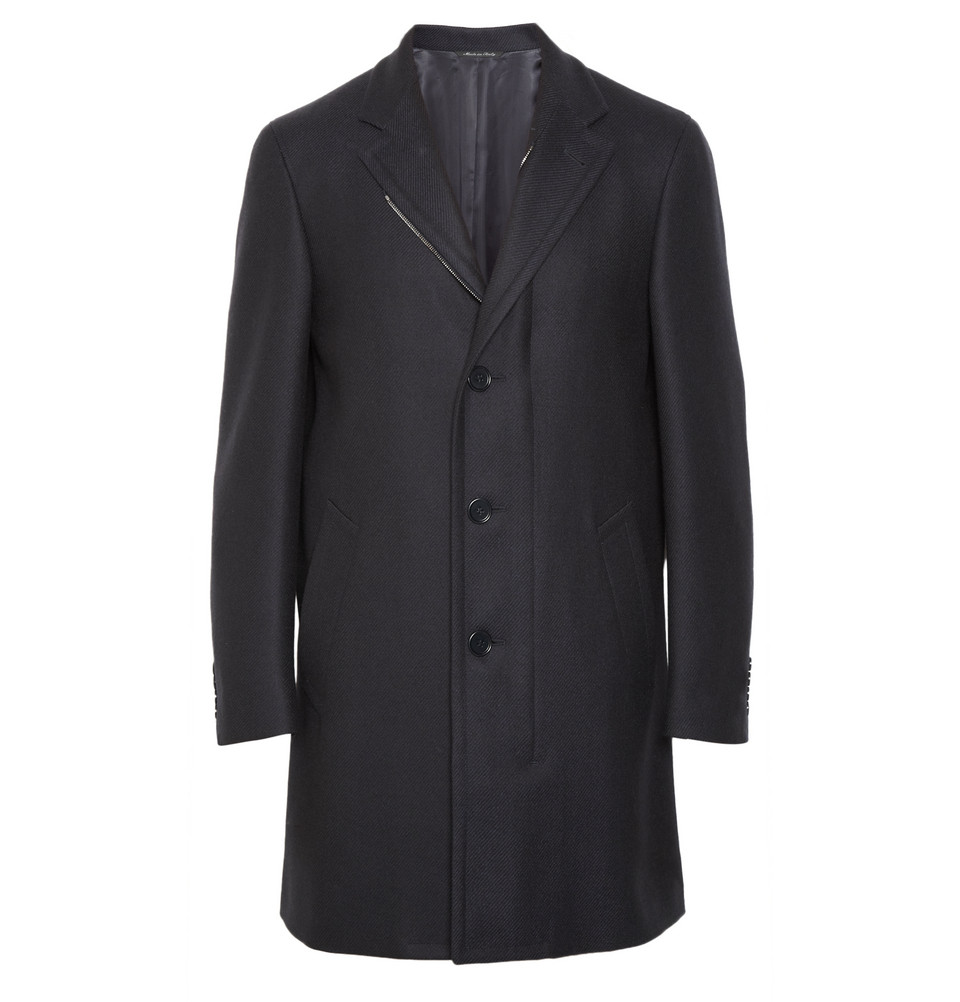 Canali Waterresistant Wool Coat in Blue for Men
