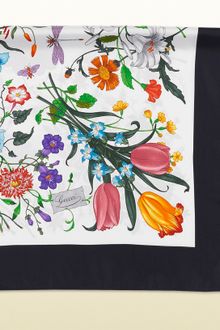 Gucci Flora Silk Printed Scarf - Lyst