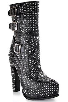 Jeffrey Campbell Sirius Black Leather Studded Platform Bootie - Lyst